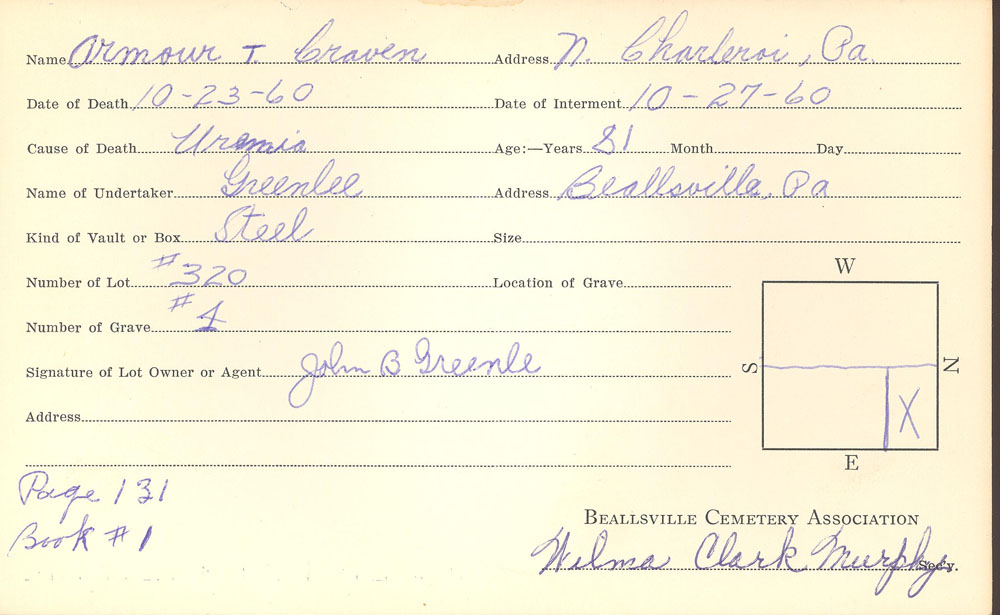 burial card